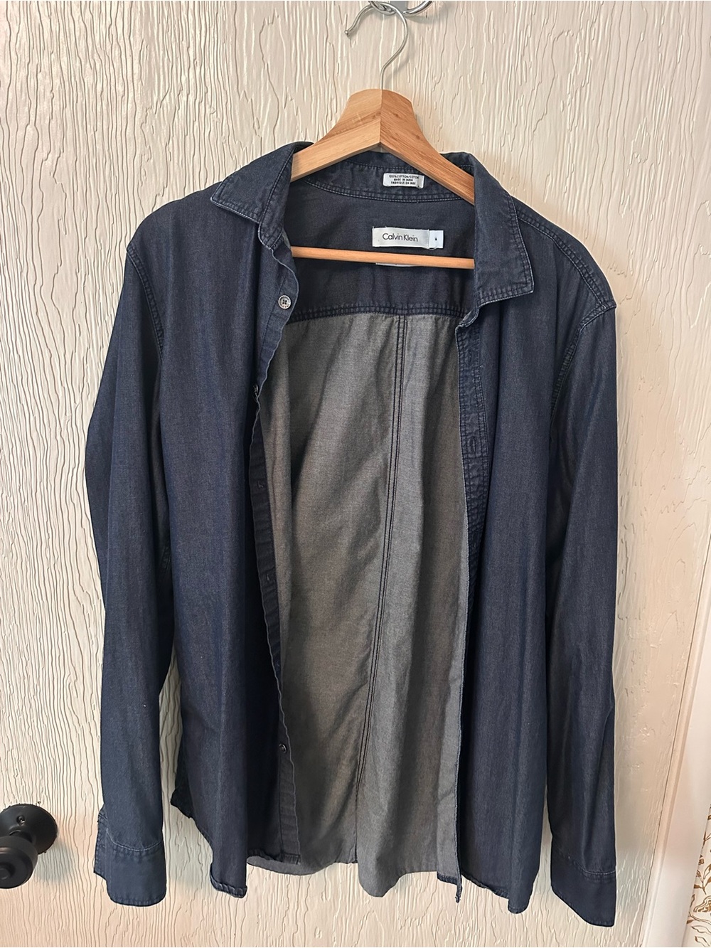 Calvin Klein Men's Navy Denim-Style Shirt Jacket